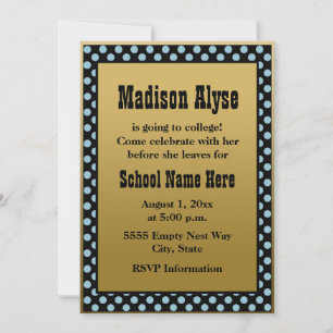 Noir bleu Polka point "Off To College" Invitation
