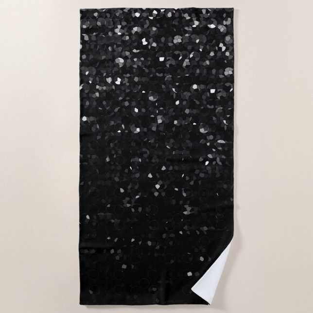 Noir Bling en cristal Strass de serviette de plage (Devant)