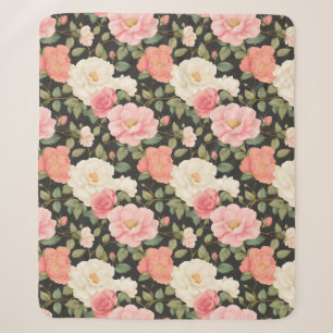 Noir Blossom Warmth Elegante handGezeichnet Style- Sherpadecke