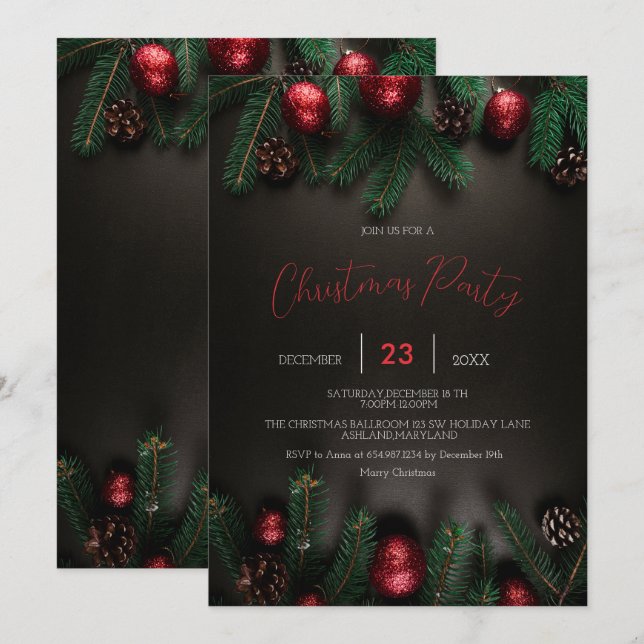 Noir, Branche de l'arbre des pins, Invitation d'or (Devant / Derrière)