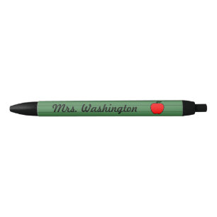 Noir Cadeau stylo Apple pour enseignant avec ligne vert
