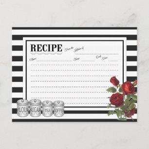 Noir   Carte de recette florale White Modern Strip