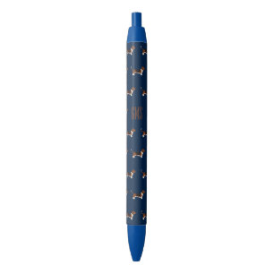 Noir Chiens beagles Motif Stylo monogramme