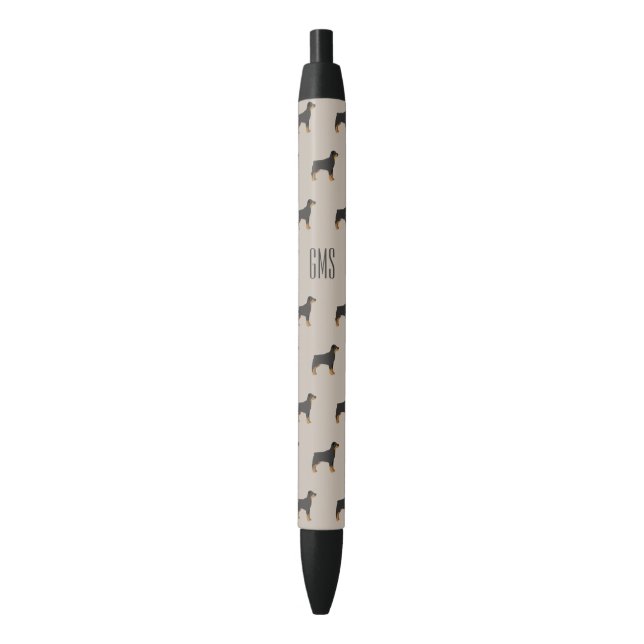 Noir Chiens de Rottweiler Motif Stylo monogramme (devant Vertical)