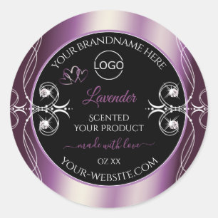 Noir Chimmery violet Décor Logo Étiquettes de prod
