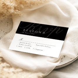 Noir Classique Élégante Calligraphie Mariage RSVP