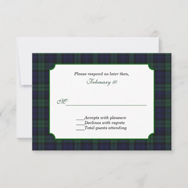 Noir classique Montre Tartan Mariage RSVP (Devant)