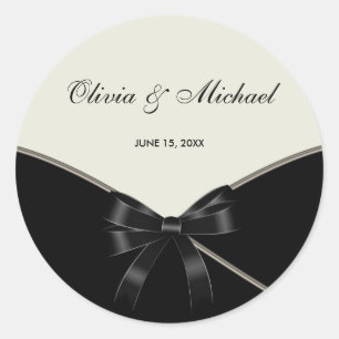 Noir Crème d'ivoire Mariage Favoriser Stickers Éti