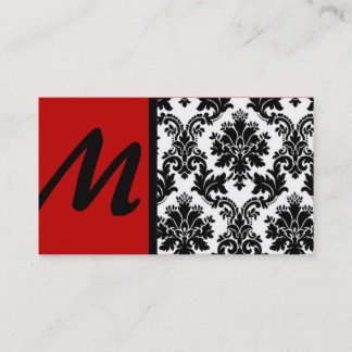 Noir Crimson rouge Damask Cartes de visite
