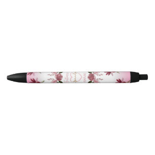 Noir Cute rose Floral Futur Infirmier Stylo