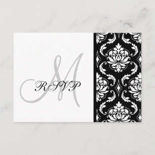 Noir Damask Monogramme Mariage RSVP