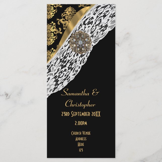 Noir damé blanc dentelle église programme de maria (Devant)