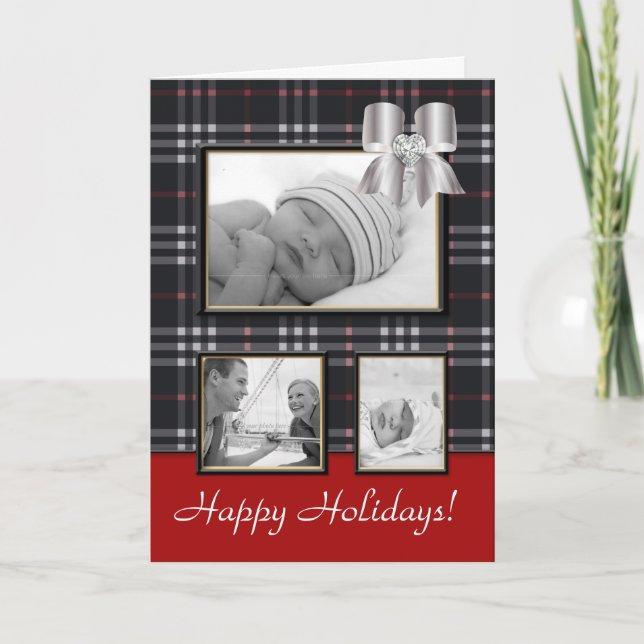 Noir d'arc de plaid de Burberry de carte de voeux (Devant)