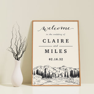 Noir de cendre Affiche de bienvenue Mariage d'es