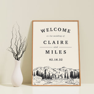 Noir de cendre Affiche de bienvenue Mariage d'es