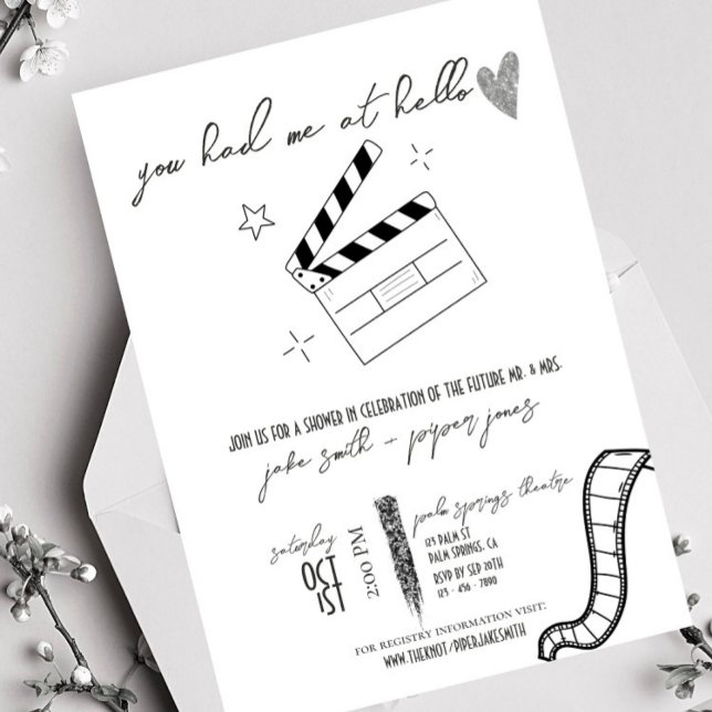 Noir de film - Blanc+Argent - Invitation Wedding s (Créateur téléchargé)