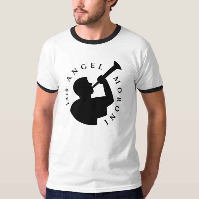 Noir de T-shirt de Moroni M d'ange (Devant)