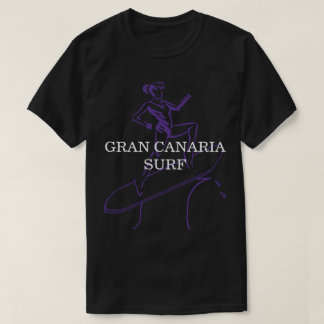 Noir de T-shirt de surf de Canaria de mamie