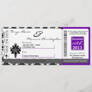 Noir de toile Purpl de faire-part de mariage de