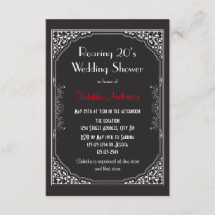 Noir des années 20 - Invitation Wedding shower 3x5