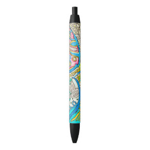 Noir Dessin sous-marin abstrait de stylo de méduses