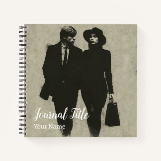 Noir Duo Journal — Benutzerdefinierter Name und Ti Notizbuch