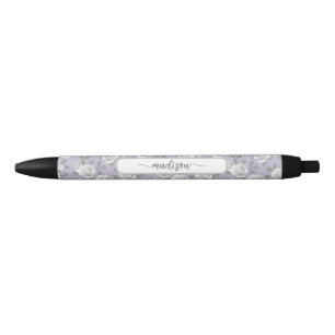 Noir Élégant stylo Lavande Rose Garden