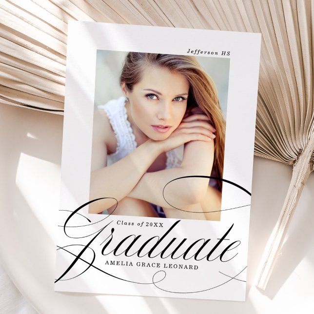 Noir | Eloquence Photo Faire-part de graduation (Créateur téléchargé)