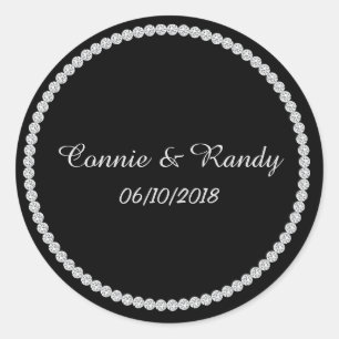 Noir et autocollant de mariage de monogramme de