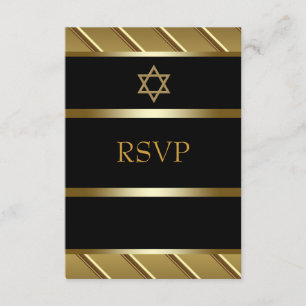 Noir et barre d'or Mitzvah RSVP