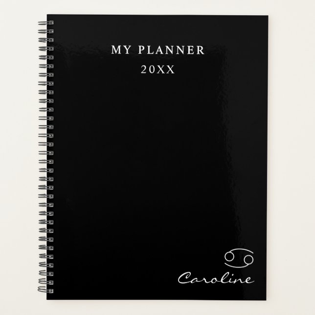 Noir et blanc 2022 Cancer Zodiac Symbole Planifica (Devant)