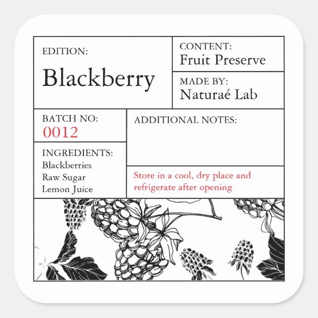 Noir et blanc Apothecary étiquette Blackberry (Devant)