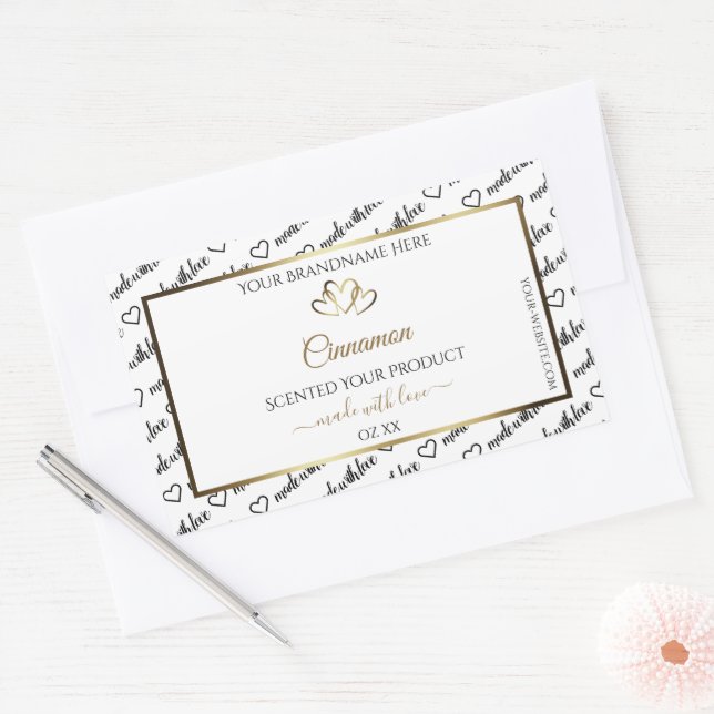 Noir et blanc Art produit Étiquette Gold Hearts (Enveloppe)