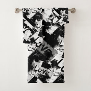 Noir et blanc avec des taches motif d'amour