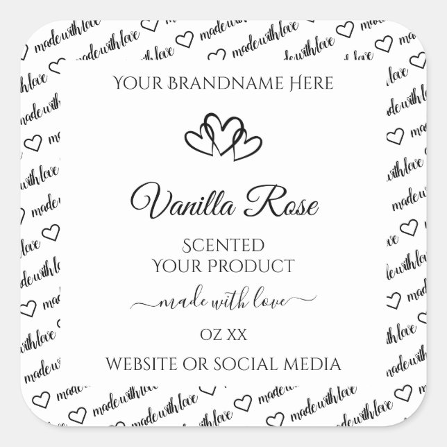 Noir et blanc Cloud Produit Coeurs Étiquette (Devant)