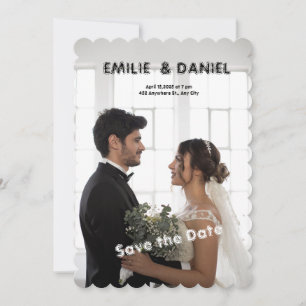 Noir et blanc Enregistrer le Faire-part de mariage