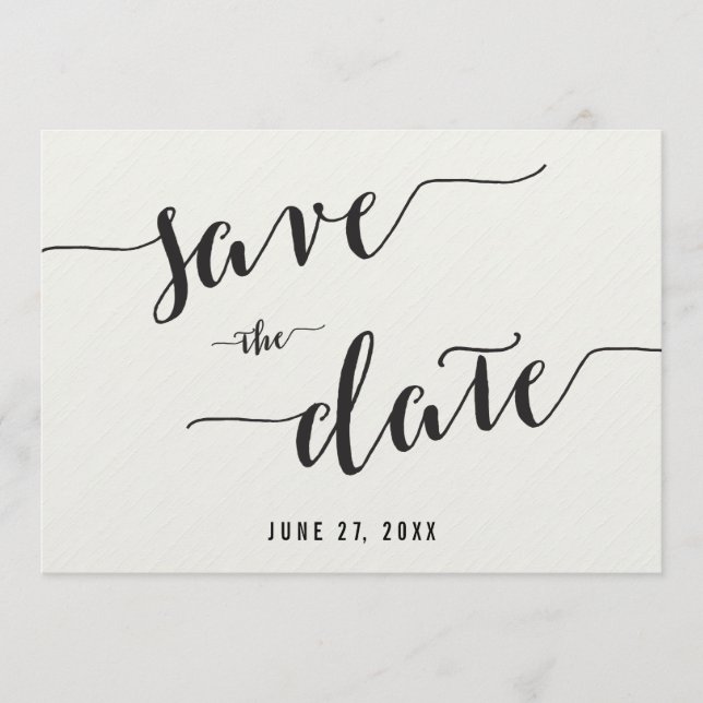 Noir Et Blanc Enregistrer Les Cartes D'Invitation  (Devant)