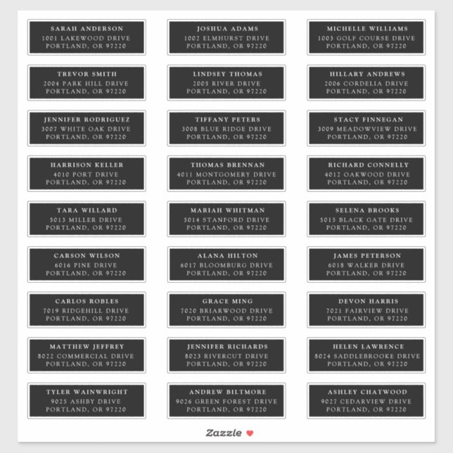 Noir et blanc | Étiquettes de adresse individuels (Feuille)