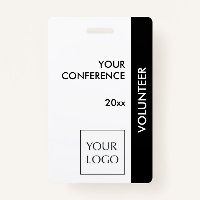 Noir et blanc Événement Volontaire Logo Badge (Devant)