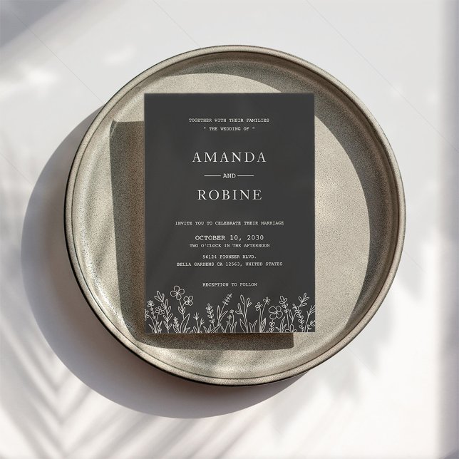 Noir et blanc Faire-part de mariage moderne simple (Créateur téléchargé)