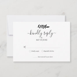 Noir et Blanc Floral Garland Wedding RSVP