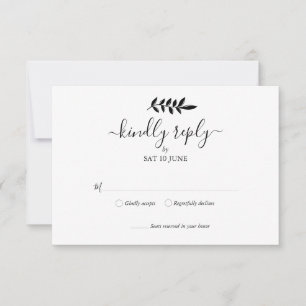 Noir et Blanc Floral Garland Wedding RSVP