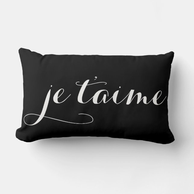 Noir et blanc Je T'aime Coussin de calligraphie fr (Recto)