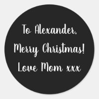 Noir et blanc Joyeux Noël de Maman étiquette cadea