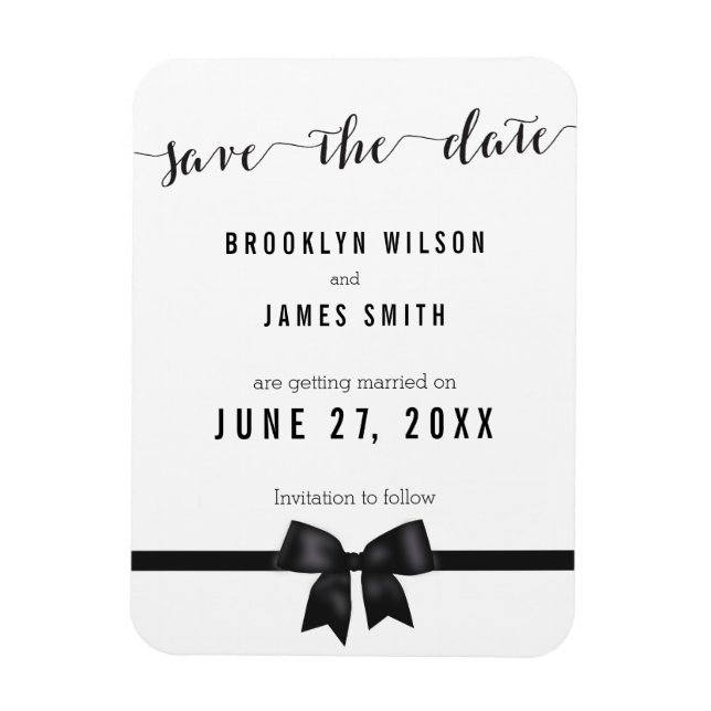 Noir Et Blanc Mariage Enregistrer La Date Magnet B (Vertical)