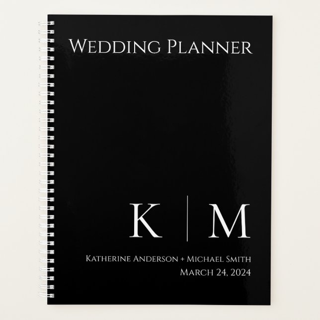 Noir et blanc - Monogramme-Mariage-planificateur (Devant)
