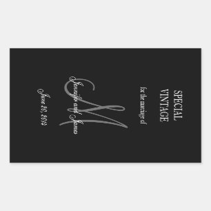 Noir et blanc Monogramme Rectangle Étiquettes de m