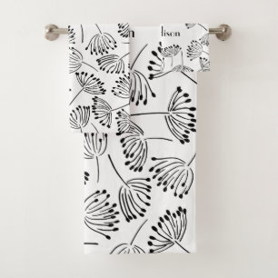 Noir et blanc Nom moderne Floral Dandelion