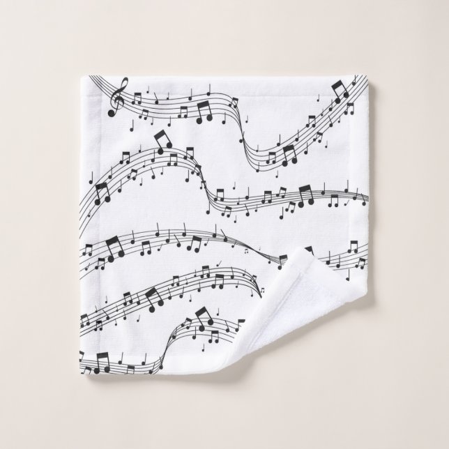 Noir et blanc note musicienne Motif Bath (Gant de toilette)