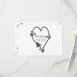 Noir et Blanc Papillon Coeur Mariage RSVP